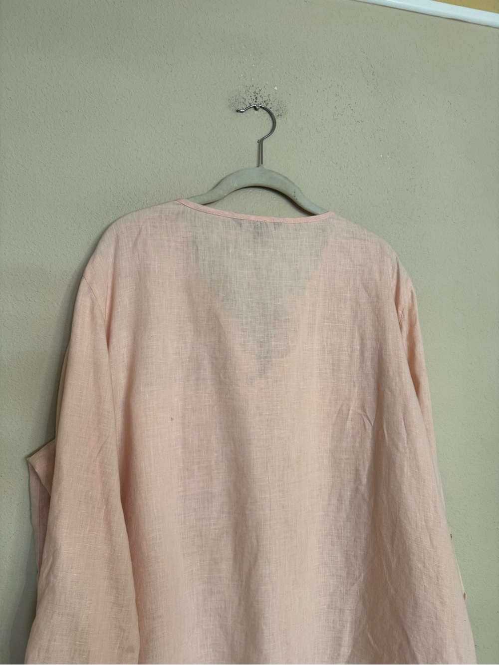 Company Ellen Tracy Linen Toll Tab Sleeve Tunic Top Size XXL Pink Boho Coastal - Picture 12 of 16